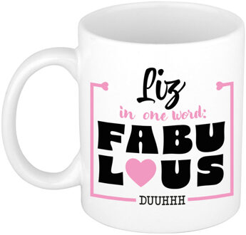 Bellatio Decorations Naam mok Liz - wit - Fabulous - keramiek - 300 ml - cadeau collega beker