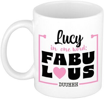 Bellatio Decorations Naam mok Lucy - wit - Fabulous - keramiek - 300 ml - cadeau collega beker