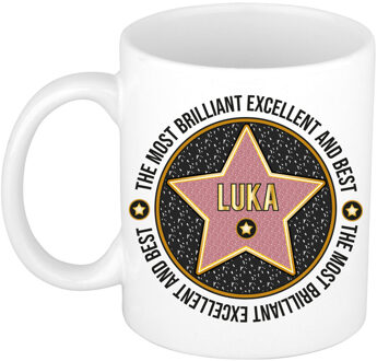 Bellatio Decorations Naam mok Luka - wit - Most Brilliant - keramiek - 300 ml - cadeau collega beker Zwart