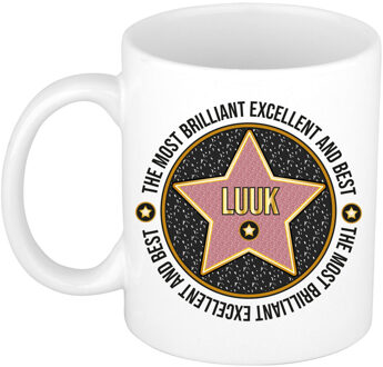 Bellatio Decorations Naam mok Luuk - wit - Most Brilliant - keramiek - 300 ml - cadeau collega beker