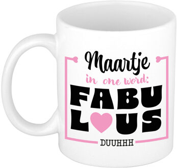 Bellatio Decorations Naam mok Maartje - wit - Fabulous - keramiek - 300 ml - cadeau collega beker