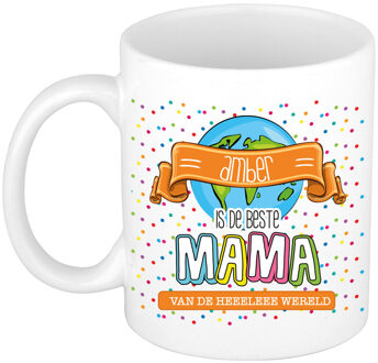 Bellatio Decorations Naam mok mama Amber - wit - de beste - keramiek - 300 ml - Moederdag/verjaardag