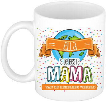 Bellatio Decorations Naam mok mama Ella - wit - de beste - keramiek - 300 ml - Moederdag/verjaardag Multi