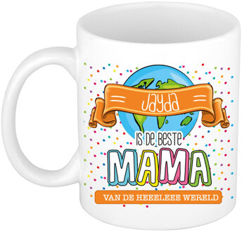 Bellatio Decorations Naam mok mama Jayda - wit - de beste - keramiek - 300 ml - Moederdag/verjaardag