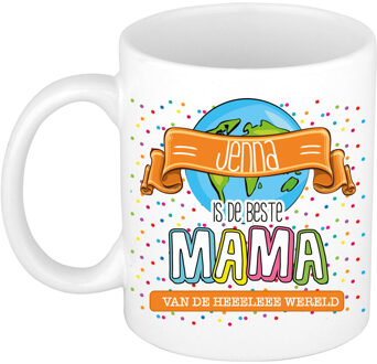 Bellatio Decorations Naam mok mama Jenna - wit - de beste - keramiek - 300 ml - Moederdag/verjaardag Multi