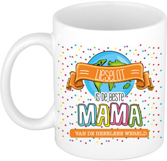 Bellatio Decorations Naam mok mama Lieselot - wit - de beste - keramiek - 300 ml - Moederdag/verjaardag Multi