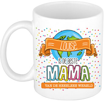 Bellatio Decorations Naam mok mama Louise - wit - de beste - keramiek - 300 ml - Moederdag/verjaardag Multi