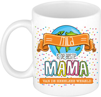 Bellatio Decorations Naam mok mama Mila - wit - de beste - keramiek - 300 ml - Moederdag/verjaardag Multi