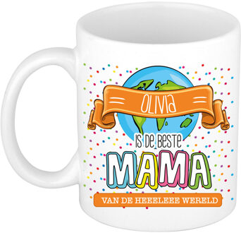 Bellatio Decorations Naam mok mama Olivia - wit - de beste - keramiek - 300 ml - Moederdag/verjaardag