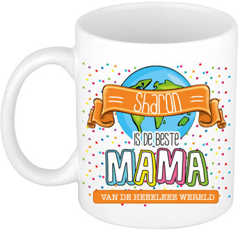 Bellatio Decorations Naam mok mama Sharon - wit - de beste - keramiek - 300 ml - Moederdag/verjaardag