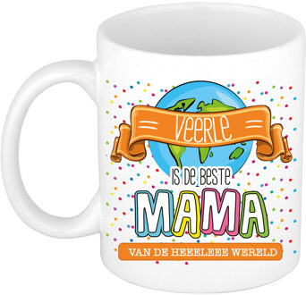 Bellatio Decorations Naam mok mama Veerle - wit - de beste - keramiek - 300 ml - Moederdag/verjaardag Multi
