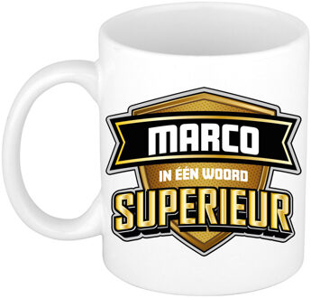 Bellatio Decorations Naam mok Marco - wit - Superieur - keramiek - 300 ml - cadeau collega beker