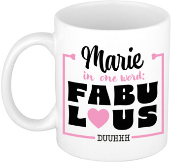 Bellatio Decorations Naam mok Marie - wit - Fabulous - keramiek - 300 ml - cadeau collega beker Roze