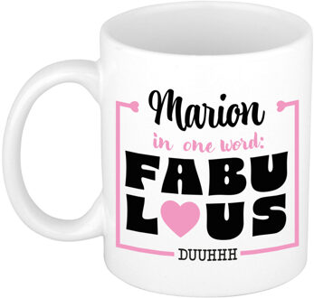Bellatio Decorations Naam mok Marion - wit - Fabulous - keramiek - 300 ml - cadeau collega beker