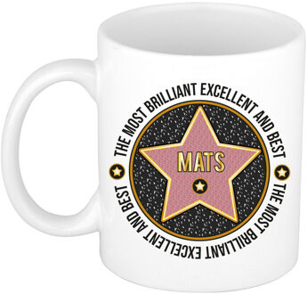 Bellatio Decorations Naam mok Mats - wit - Most Brilliant - keramiek - 300 ml - cadeau collega beker