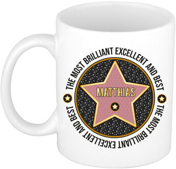 Bellatio Decorations Naam mok Matthias - wit - Most Brilliant - keramiek - 300 ml - cadeau collega beker Zwart