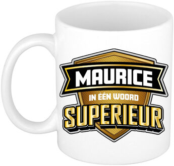 Bellatio Decorations Naam mok Maurice - wit - Superieur - keramiek - 300 ml - cadeau collega beker