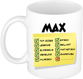 Bellatio Decorations Naam mok Max - wit - top gozer - keramiek - 300 ml - cadeau collega beker