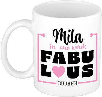 Bellatio Decorations Naam mok Mila - wit - Fabulous - keramiek - 300 ml - cadeau collega beker