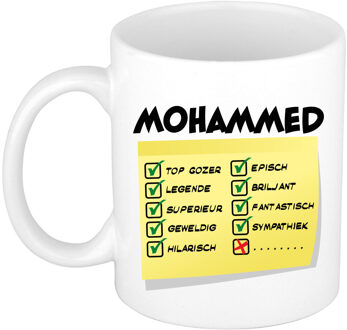 Bellatio Decorations Naam mok Mohamed - wit - top gozer - keramiek - 300 ml - cadeau collega beker