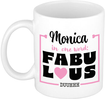 Bellatio Decorations Naam mok Monica - wit - Fabulous - keramiek - 300 ml - cadeau collega beker