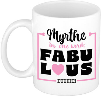 Bellatio Decorations Naam mok Myrthe - wit - Fabulous - keramiek - 300 ml - cadeau collega beker