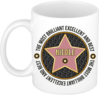 Bellatio Decorations Naam mok Nicole - wit - Most Brilliant - keramiek - 300 ml - cadeau collega beker Zwart