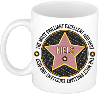 Bellatio Decorations Naam mok Niels - wit - Most Brilliant - keramiek - 300 ml - cadeau collega beker