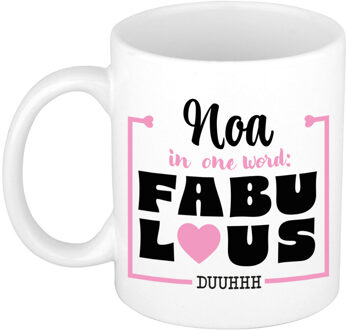 Bellatio Decorations Naam mok Noa - wit - Fabulous - keramiek - 300 ml - cadeau collega beker