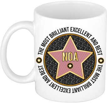 Bellatio Decorations Naam mok Noa - wit - Most Brilliant - keramiek - 300 ml - cadeau collega beker Zwart