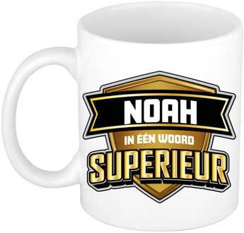 Bellatio Decorations Naam mok Noah - wit - Superieur - keramiek - 300 ml - cadeau collega beker Bruin