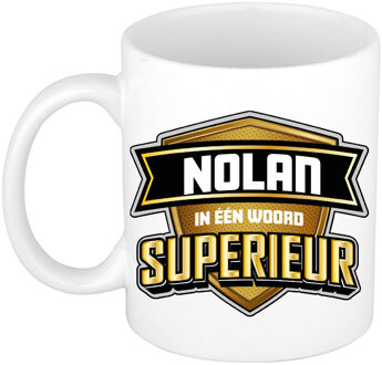 Bellatio Decorations Naam mok Nolan - wit - Superieur - keramiek - 300 ml - cadeau collega beker