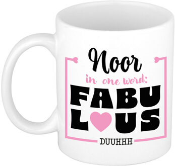 Bellatio Decorations Naam mok Noor - wit - Fabulous - keramiek - 300 ml - cadeau collega beker