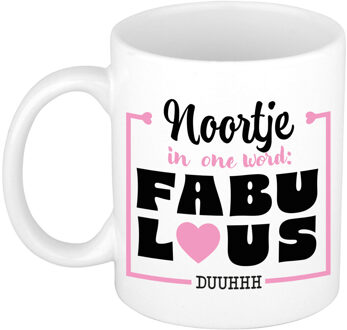 Bellatio Decorations Naam mok Noortje - wit - Fabulous - keramiek - 300 ml - cadeau collega beker