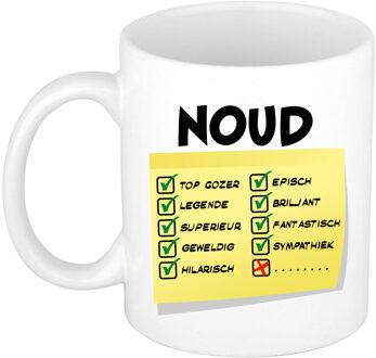 Bellatio Decorations Naam mok Noud - wit - top gozer - keramiek - 300 ml - cadeau collega beker