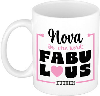 Bellatio Decorations Naam mok Nova - wit - Fabulous - keramiek - 300 ml - cadeau collega beker