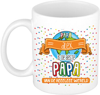 Bellatio Decorations Naam mok papa Alex - wit - de beste - keramiek - 300 ml - Vaderdag/verjaardag Multi