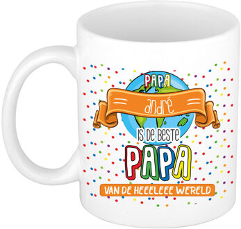 Bellatio Decorations Naam mok papa Andr? - wit - de beste - keramiek - 300 ml - Vaderdag/verjaardag Multi