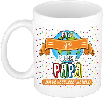 Bellatio Decorations Naam mok papa Arie - wit - de beste - keramiek - 300 ml - Vaderdag/verjaardag