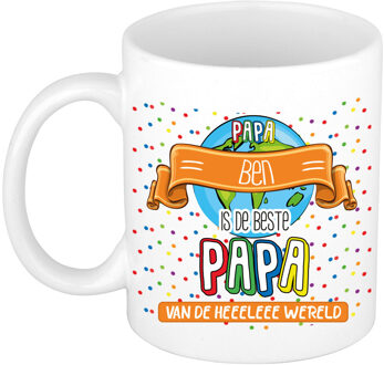 Bellatio Decorations Naam mok papa Ben - wit - de beste - keramiek - 300 ml - Vaderdag/verjaardag Multi