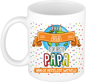 Bellatio Decorations Naam mok papa Brian - wit - de beste - keramiek - 300 ml - Vaderdag/verjaardag