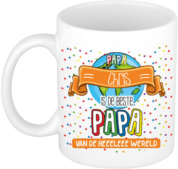 Bellatio Decorations Naam mok papa Chris - wit - de beste - keramiek - 300 ml - Vaderdag/verjaardag