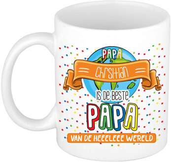 Bellatio Decorations Naam mok papa Christian - wit - de beste - keramiek - 300 ml - Vaderdag/verjaardag Multi