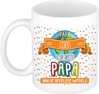 Bellatio Decorations Naam mok papa Coen - wit - de beste - keramiek - 300 ml - Vaderdag/verjaardag