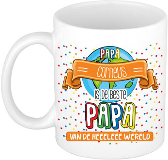 Bellatio Decorations Naam mok papa Cornelis - wit - de beste - keramiek - 300 ml - Vaderdag/verjaardag