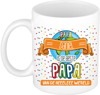 Bellatio Decorations Naam mok papa Daniël - wit - de beste - keramiek - 300 ml - Vaderdag/verjaardag