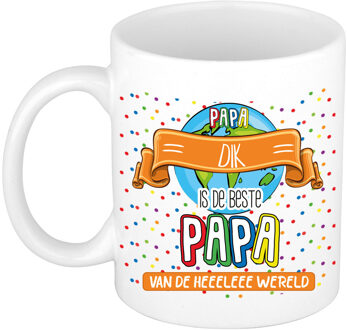 Bellatio Decorations Naam mok papa Dik - wit - de beste - keramiek - 300 ml - Vaderdag/verjaardag
