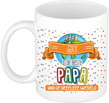 Bellatio Decorations Naam mok papa Jaxx - wit - de beste - keramiek - 300 ml - Vaderdag/verjaardag Multi