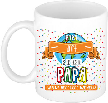 Bellatio Decorations Naam mok papa Jort - wit - de beste - keramiek - 300 ml - Vaderdag/verjaardag Multi