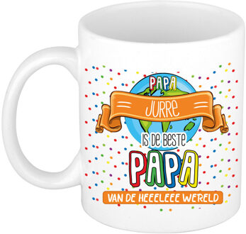 Bellatio Decorations Naam mok papa Jurre - wit - de beste - keramiek - 300 ml - Vaderdag/verjaardag